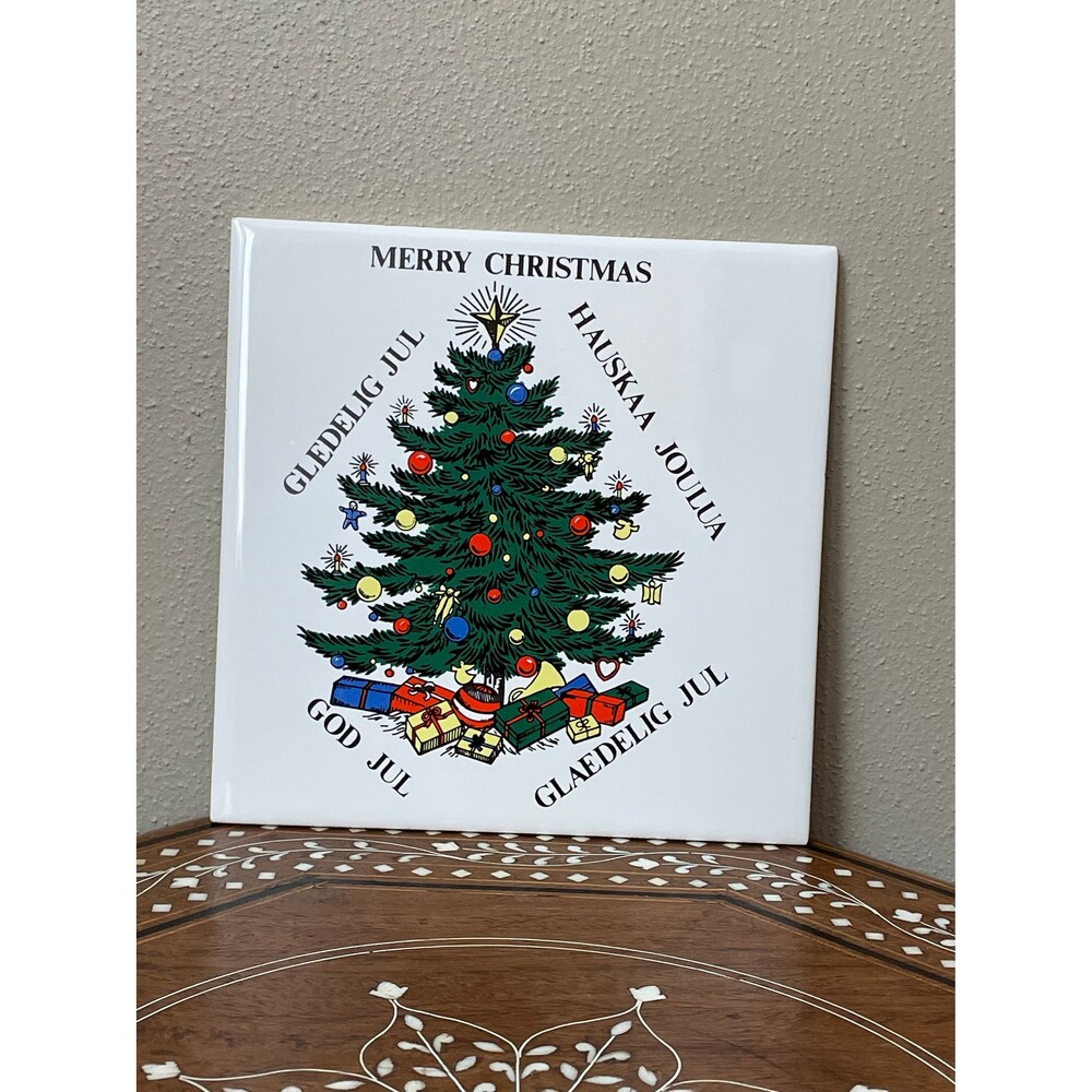 Vintage Scandinavian Tile Trivet ‘Merry Christmas’